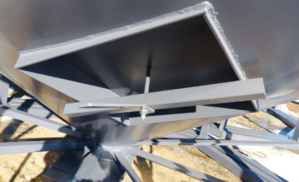 hopper cone inspection hatch with secure latch